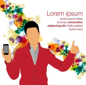 Man using smartphone. Vector 스톡 일러스트