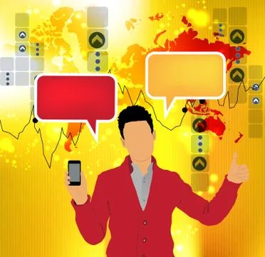 Man using smartphone. Vector Stock Illustration