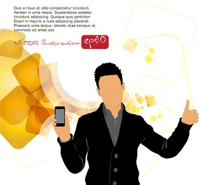 Man using smartphone. Vector Stock Illustration