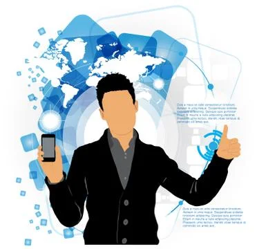 Man using smartphone. Vector Stock Illustration