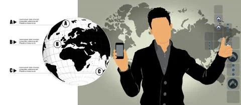 Man using smartphone. Vector Stock Illustration