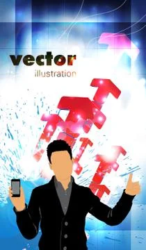 Man using smartphone. Vector Stock Illustration