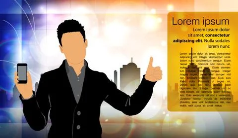 Man using smartphone. Vector Stock Illustration