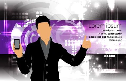 Man using smartphone. Vector Stock Illustration