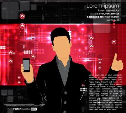 Man using smartphone. Vector 스톡 일러스트