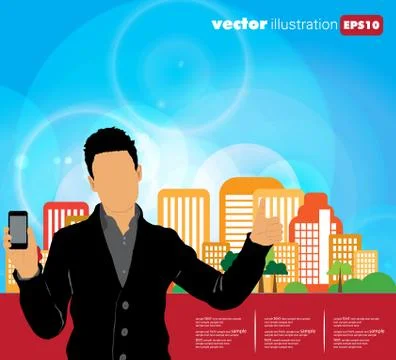 Man using smartphone. Vector Stock Illustration