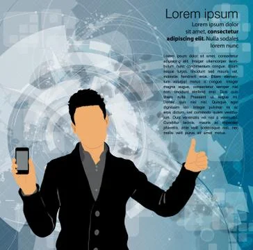 Man using smartphone. Vector Stock Illustration