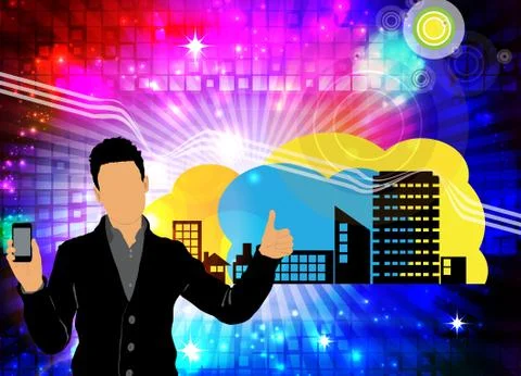 Man using smartphone. Vector Stock Illustration