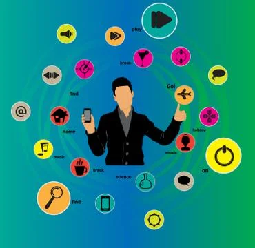 Man using smartphone. Vector 스톡 일러스트