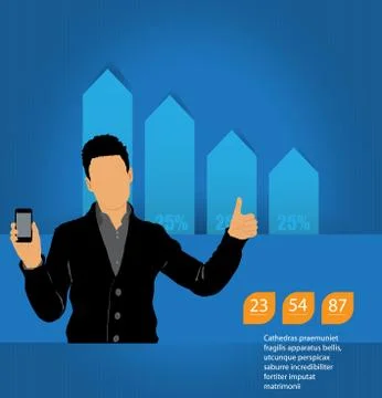 Man using smartphone. Vector Stock Illustration