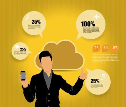 Man using smartphone. Vector Stock Illustration