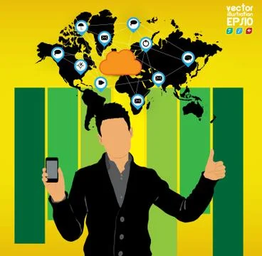 Man using smartphone. Vector Stock Illustration
