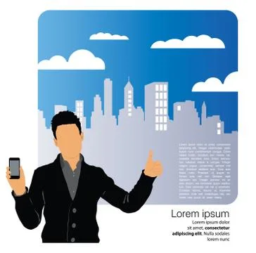 Man using smartphone. Vector Stock Illustration