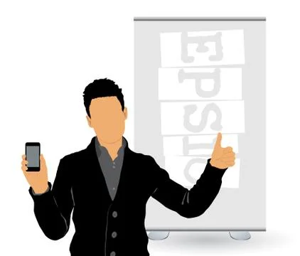 Man using smartphone. Vector Stock Illustration