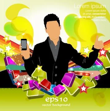 Man using smartphone. Vector Stock Illustration