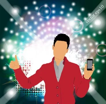 Man using smartphone. Vector Stock Illustration
