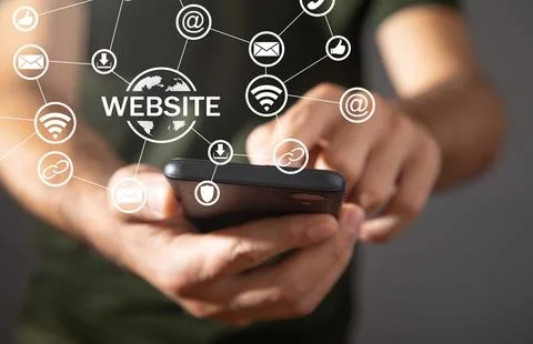Man using smartphone. Website concept Foto stock