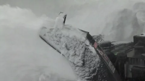 Man Using Snow Blower in Deep Snow 3 Stock Footage 586961