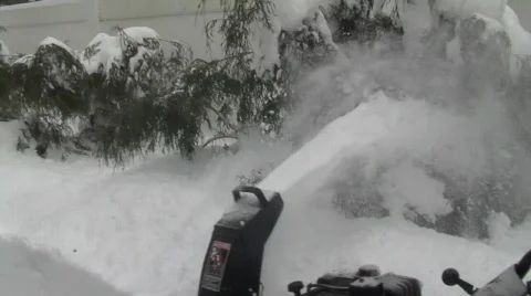 Man Using Snow Blower in Deep Snow 1 Stock Footage 586963