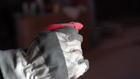 Man using spraying gun with hand Stock Footage 161165731