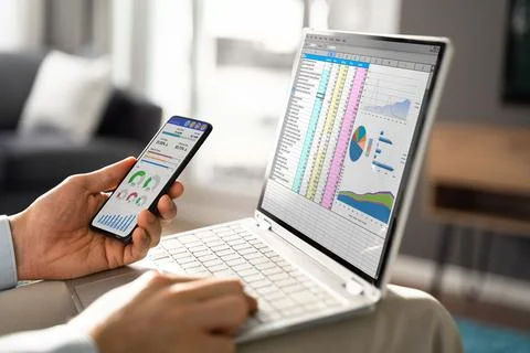 Man Using Spreadsheet Data Stock Photos
