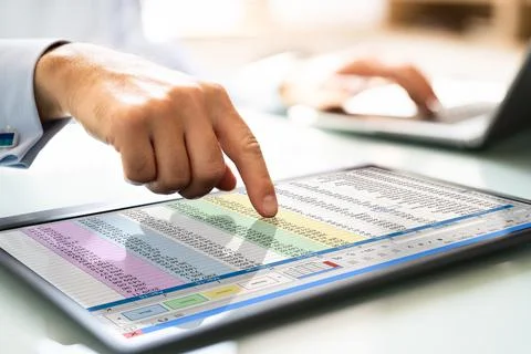 Man Using Spreadsheet Data Stock Photos