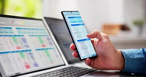 Man Using Spreadsheet Data Stock Photos