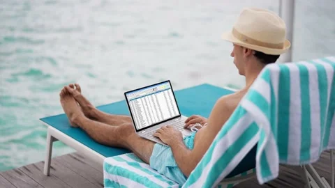 Man Using Spreadsheet Reports On Laptop Computer Stock Footage 221264502