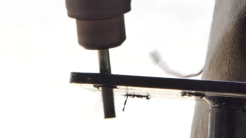 Man using a steel drill reaming metal and make the surface smooth. Stock Footage 88491798