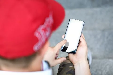 Man using stylish smartphone Stock Photos