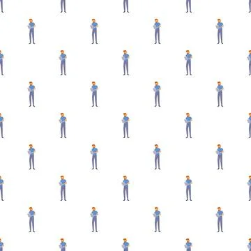 Man using tablet computer device seamless pattern Stock Illustration