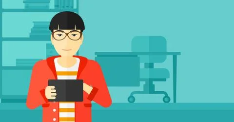 Man using tablet computer 스톡 일러스트