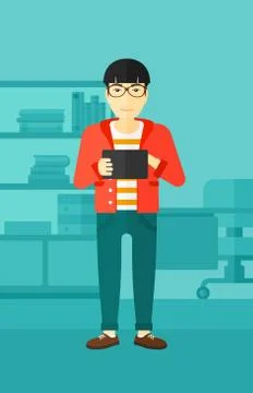 Man using tablet computer Stock Illustration