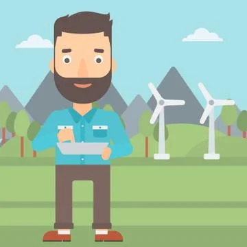 Man using tablet computer Stock Illustration