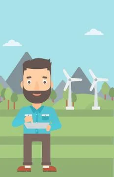 Man using tablet computer Illustrazione stock