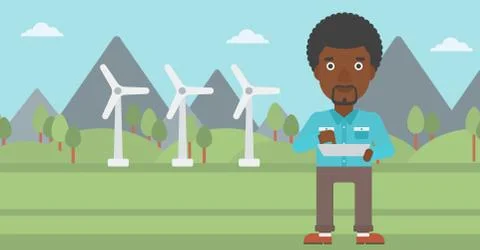 Man using tablet computer Stock Illustration