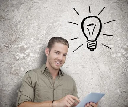 Man using a tablet computer 스톡 사진