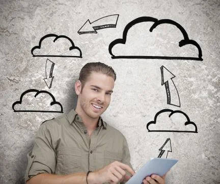 Man using a tablet computer 스톡 사진