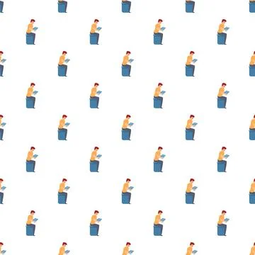 Man using tablet computer seamless pattern background Stock Illustration