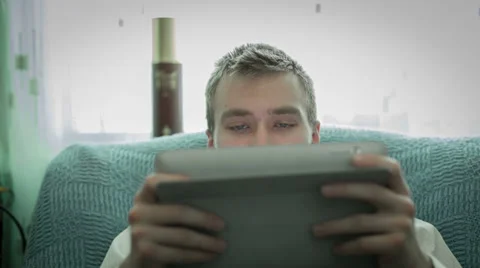 Man Using Tablet Computer Touchscreen Stock Footage 36369104