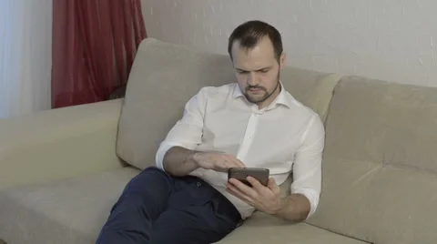 Man using tablet computer touchscreen Stock Footage 58101920