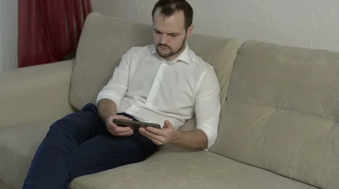 Man using tablet computer touchscreen Stock Footage 58102439