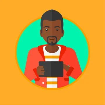 Man using tablet computer vector illustration Stock Illustration