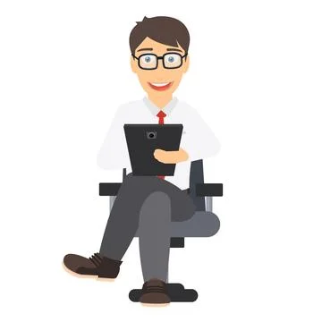 Man using a tablet. Consultant sitting in an armchair イラスト素材
