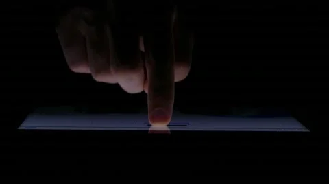 Man using tablet, finger touching tablet computer touchscreen Stock Footage 54781184