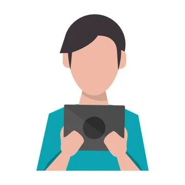 Man using tablet Stock Illustration