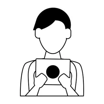 Man using tablet Stock Illustration