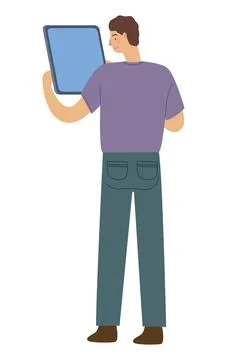 Man using tablet Stock Illustration