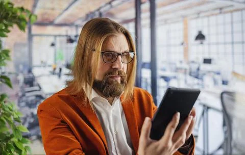 Man using tablet at office Stock Photos
