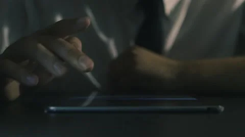 Man using Tablet in office. Tablet with Green Screen. Stock Footage 64738643